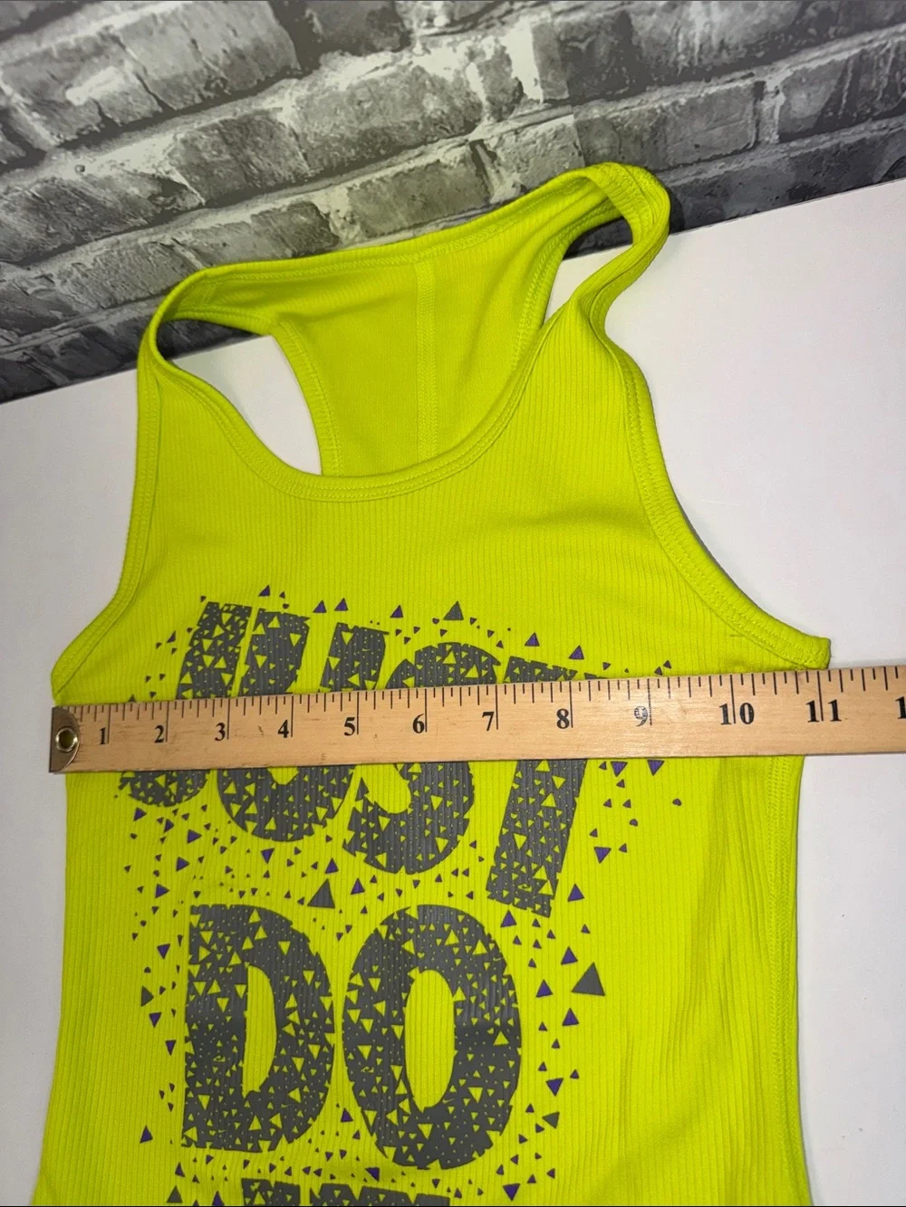 Nike Neon Yellow Ribbed Graphic Tank Top